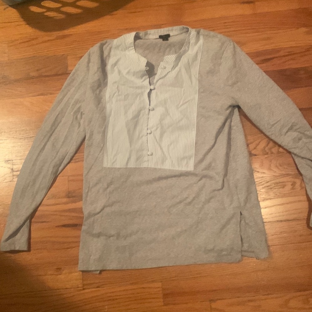 J Crew tee with dress shirt detail
